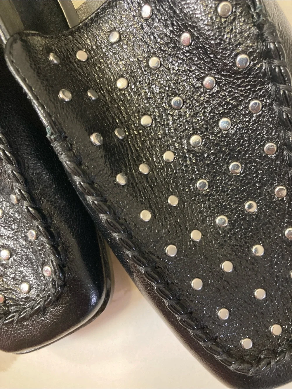 Dolce Vita Black Leather Studded Slip-On Loafer